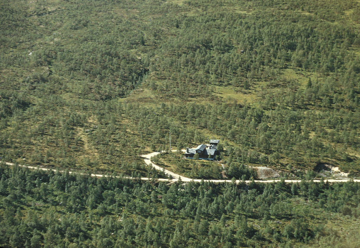 Flyfoto. Oversiktsbilde med bebyggelse fra ukjent sted i Sør-Trøndelag.