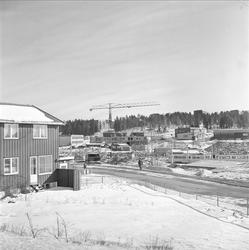 Bøler, Oslo, mars 1963. Bebyggelse og veier.