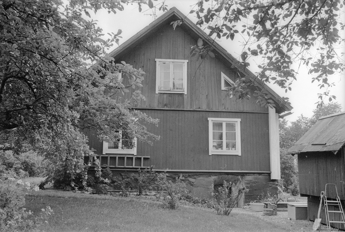 Vy från väster över bostadshus, Vattholma 5:5, Vattholma, Lena socken, Uppland 1978