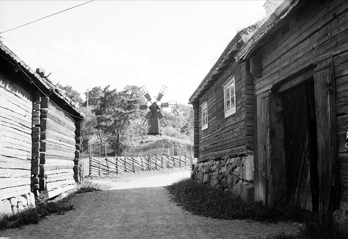 Bygatan på friluftsmuseet Disagården, Gamla Uppsala 1952