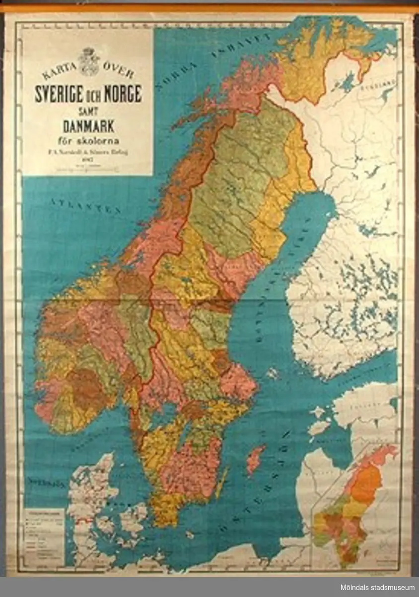 Geografisk karta över Sverige, Norge samt Danmark.