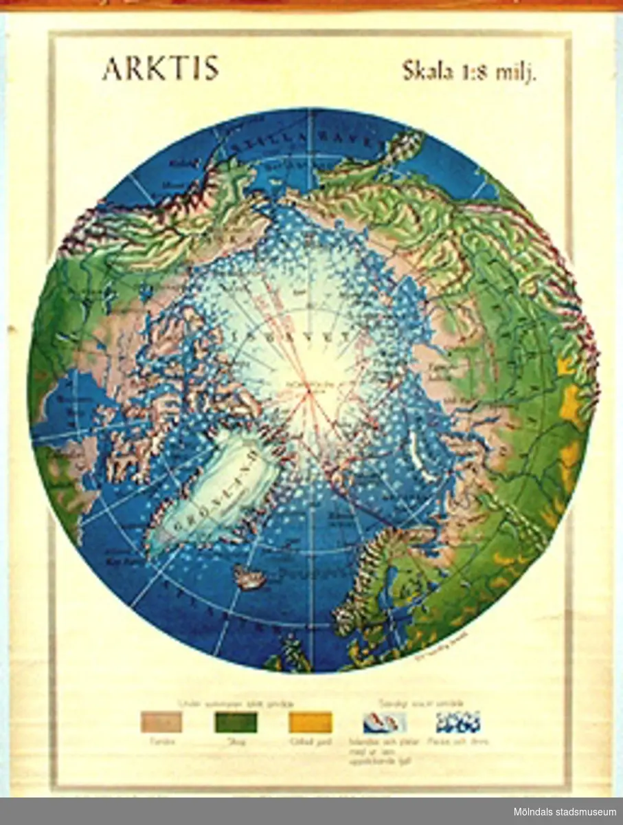 Skolkarta över Arktis. Skala 1:8 miljoner, märkt nr 24.