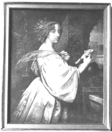 Konsttryck, fotogravyr efter målning av David Beck från år
1650. Porträtt av drottning Kristina. Originalet i Nationalmuseum. I
förgylld träram med glas.