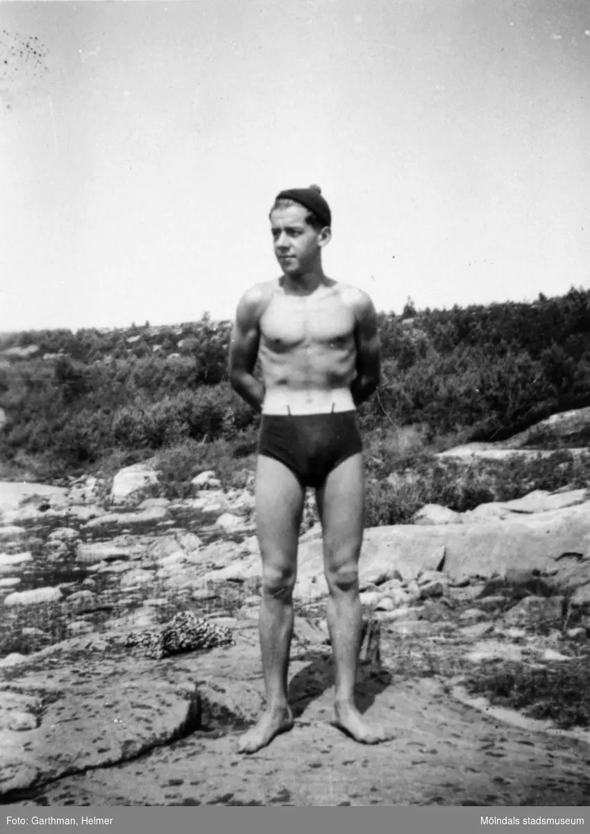 Helmer Garthmans kompis Gösta Gunnarsson vid Näset, 1930-tal.