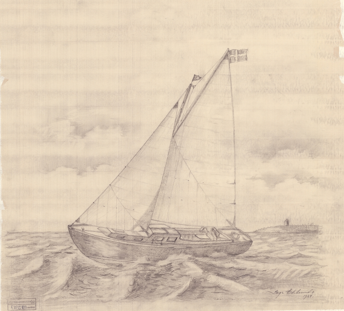 Teckning av seglande X 95.