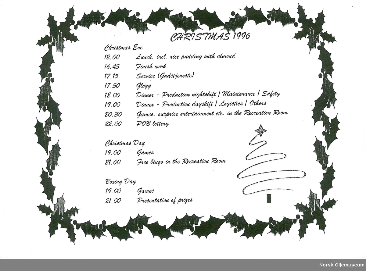 Program for julaften 1995 Frigg QP