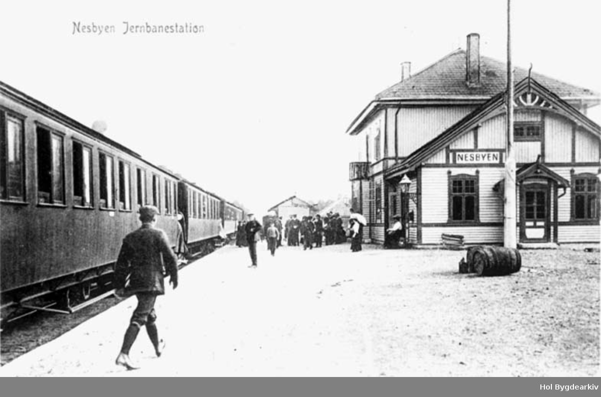Jernbanestasjon, Nesbyen, tog, stasjonsbygning, Bergensbanen,