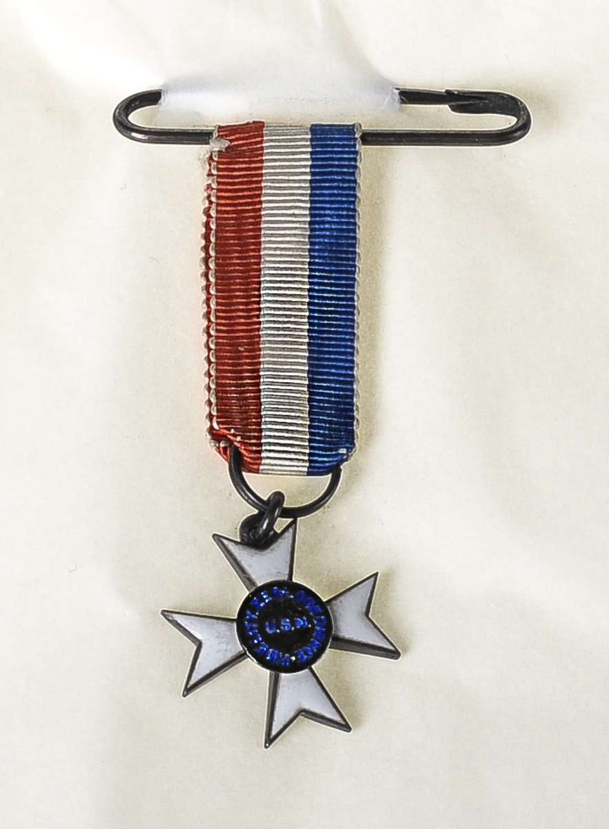 Medalje formet som et malteserkors, med en rund midtpart. Medaljen er festet til et tøystykke med flaggfargene rødt, hvitt og blått for Stjernebanneret. Tekst er innfelt i blått i det midtre partiet.