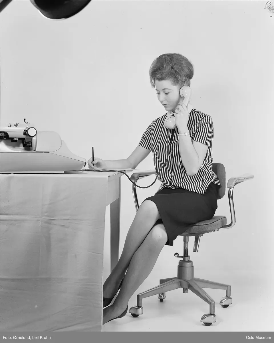 kvinne, sekretær, telefon, Royal skrivemaskin