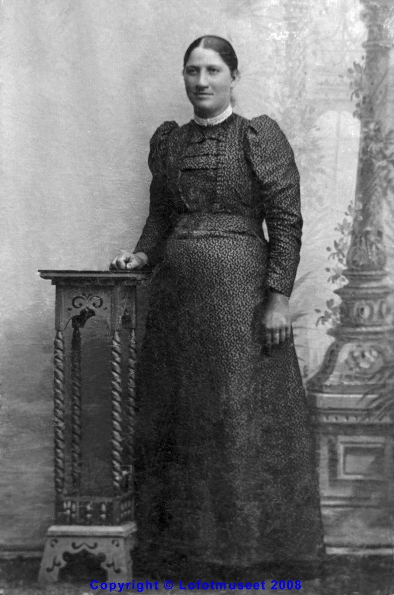 Repro. Ateljebilde av en kvinne ca 1890-1900. bestiller : Borgny Iversen.