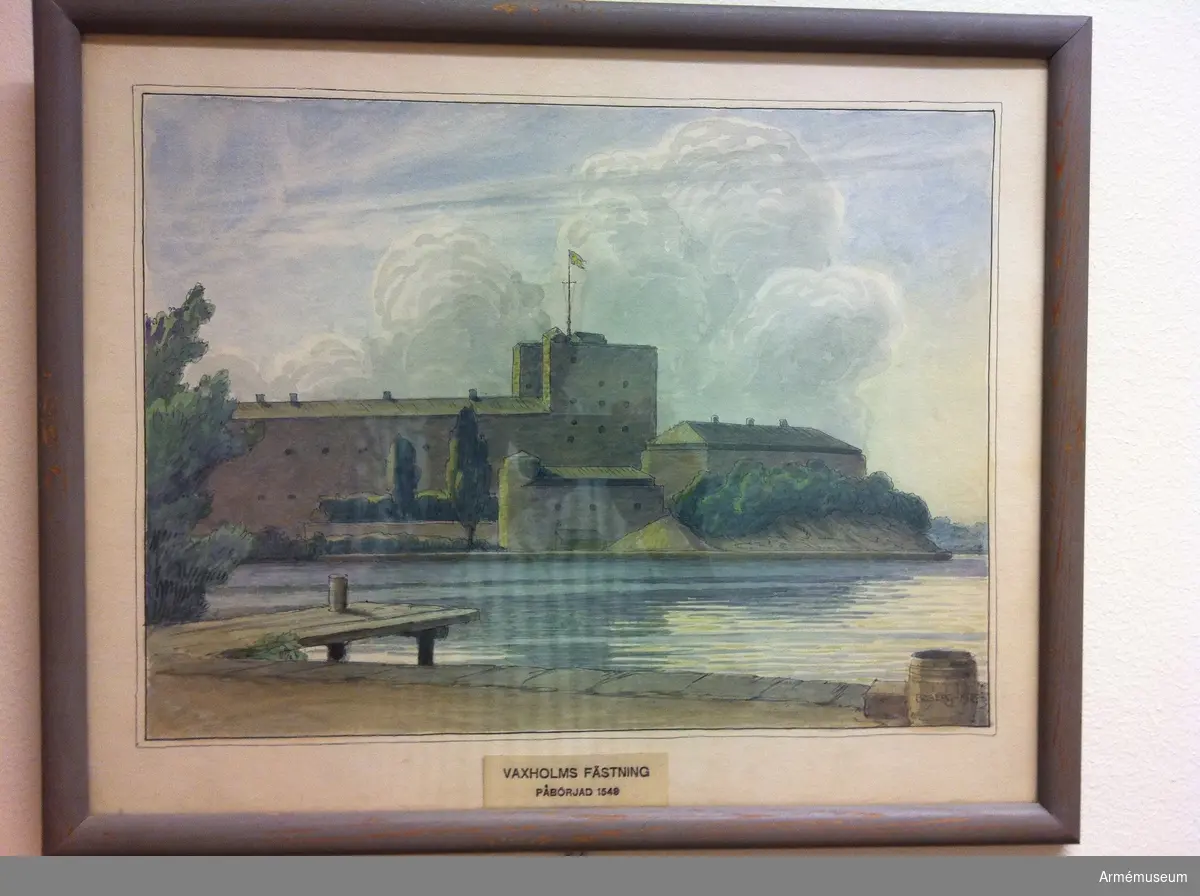 Grupp MI.    
Akvarell föreställande Vaxholms fästning.