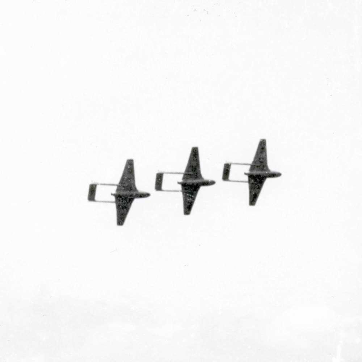 Tre DH 100 Vampire i luften fra det norske Luftforsvaret.