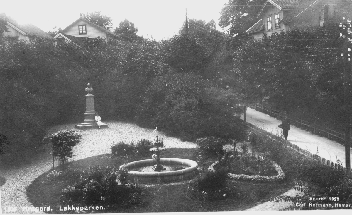 Løkkeparken, Kragerø, 1920. Nå Schweigaardsparken.