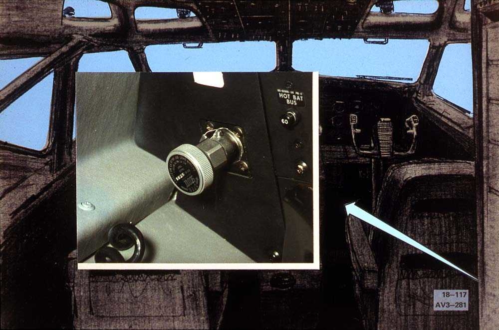 Detaljbilde av en bryter i cockpiten på en Boeing 737-200.