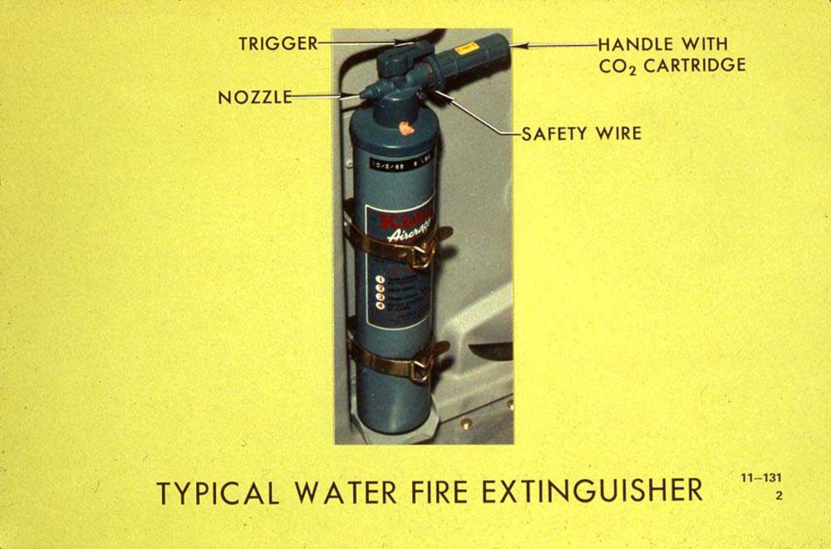 Brannslokningsapparat med vann, for bruk i fly.