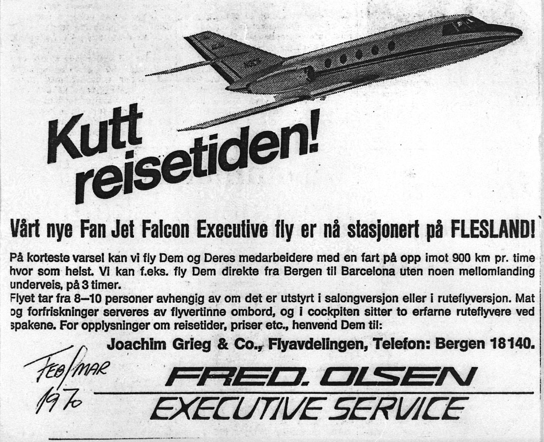 Annonse, reklame for flyselskap med tittel "Kutt Reisetiden"