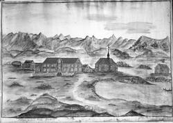 Kirke og prestegård i Kjerkvågen år 1806 (kopi)