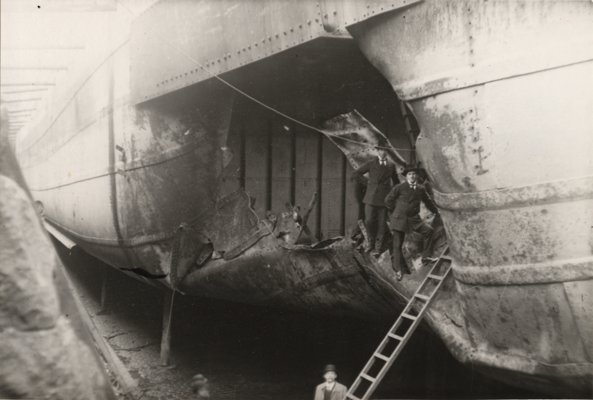 PRINSESSAN INGEBORG, Rederi Nordstjernan, minsprängdes vid Englands östkust hösten 1917. Den gick in till Grimsby, där påsattes en plåt i vattenlinjen och fartyget gick in till Lindholmens torrdocka.