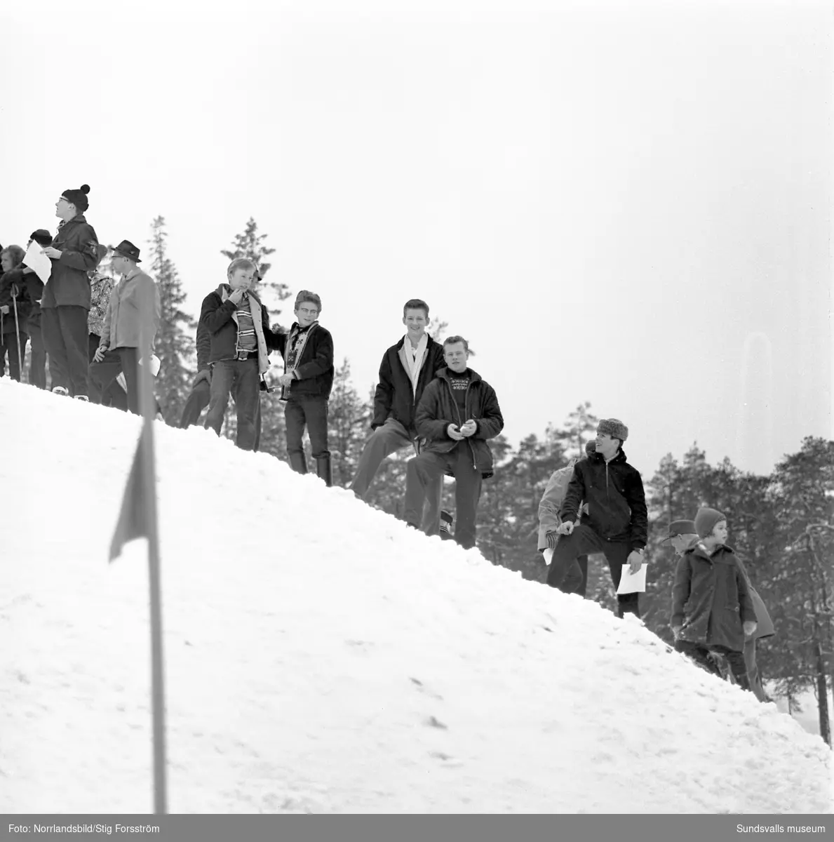 Slalomtävling på Södra berget med norska gutter som gör volter.