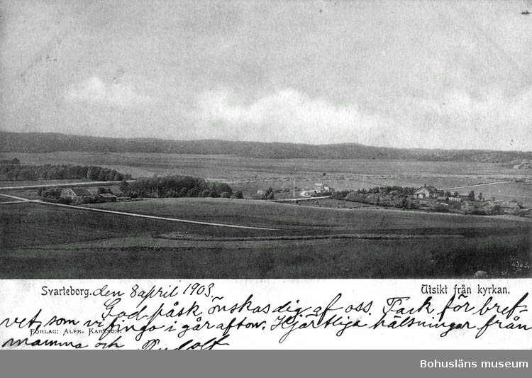 Text på kortet:" Svarteborg. Utsikt från kyrkan".