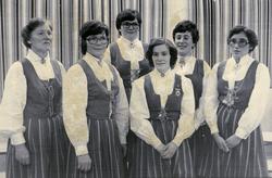 Avbildet er Vadsø damekors styre på 30 års feiringa. Bildet 