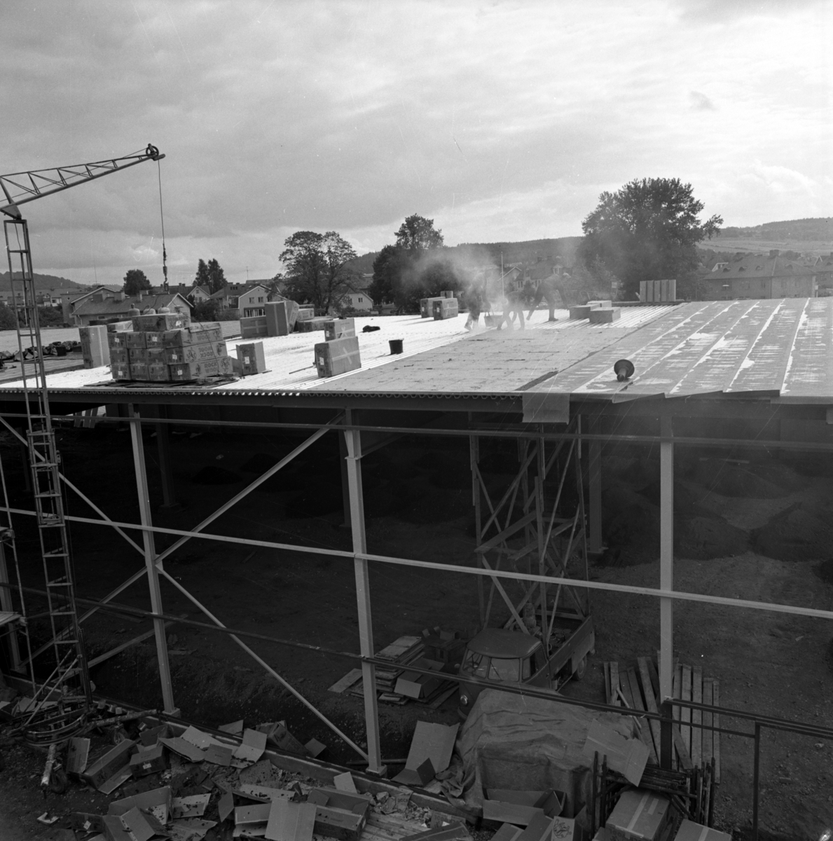 Nybyggnation åt Huskvarna Borstfabrik i Huskvarna den 10 augusti 1965