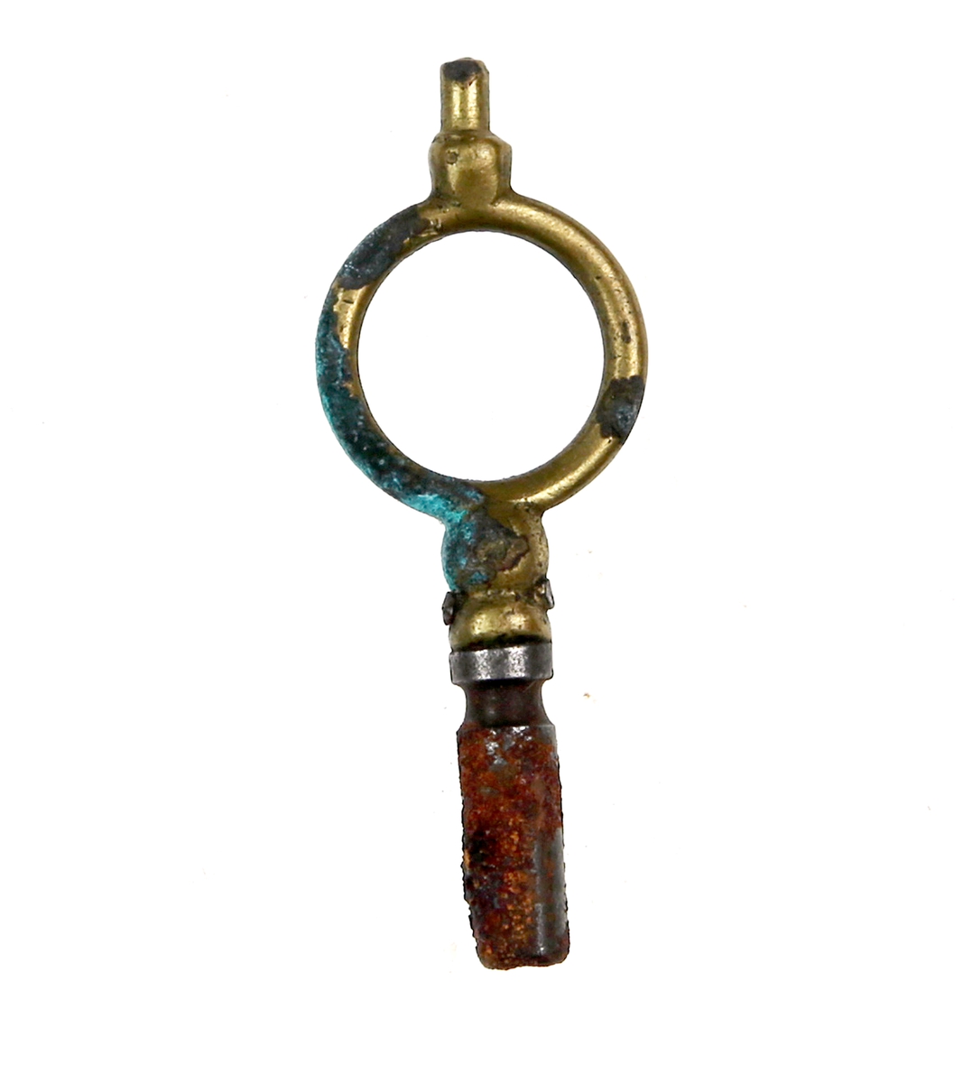 Nøkkel støpt i messing  og jern, og utformet som en ring