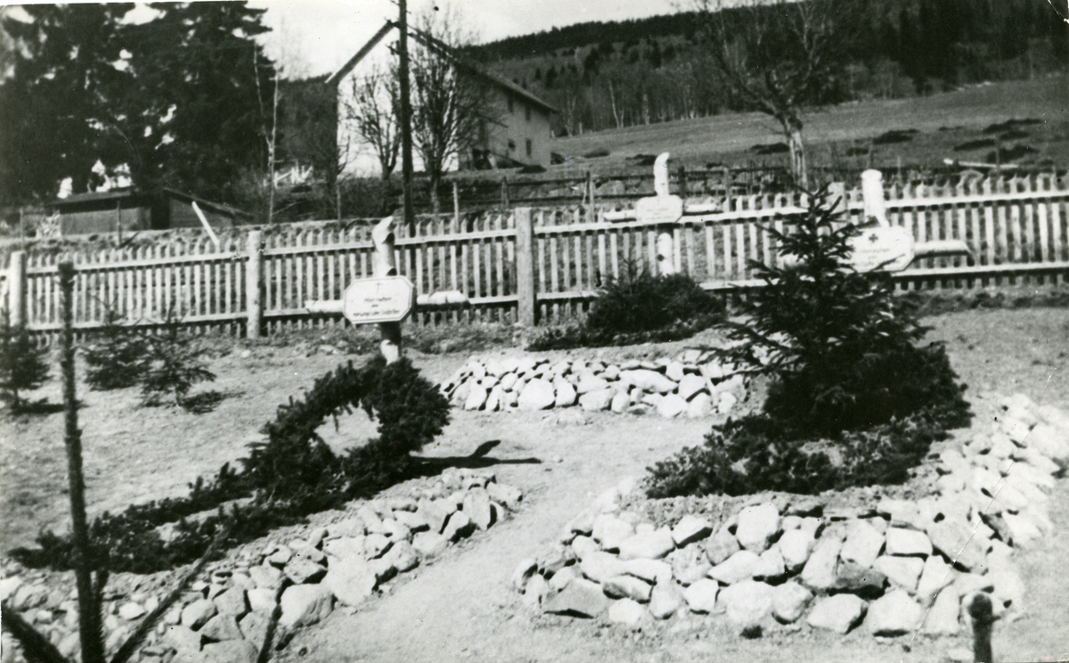 Kirkegården i Aurdal, Nord-Aurdal. Bildet viser tyske krigsgraver.