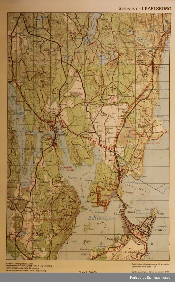 Karta Karlsborg. Särtryck nr 1 Karlsborg, Mölltorp