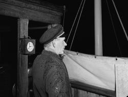 Skipper på D/S Nesoddtangen Kalle Johansen. Februar 1955.