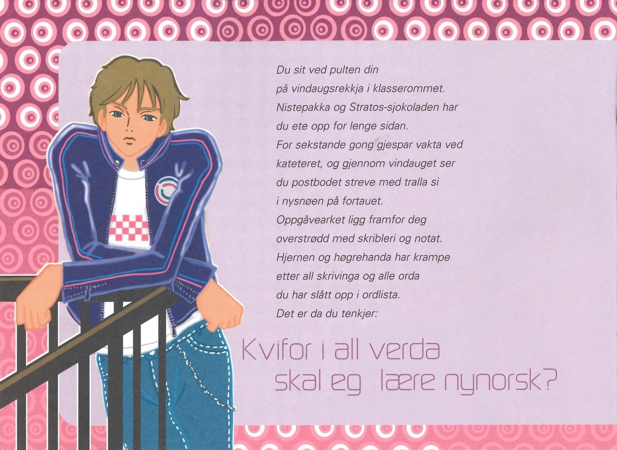 Informasjonsbrosjyre på 12 sider frå Språkrådet om kvifor ein bør lære seg nynorsk.
