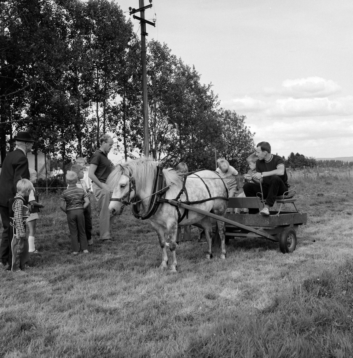 Kjøring med hest og vogn, bygdeutstillingen på Ask i Gjerdrum 1970