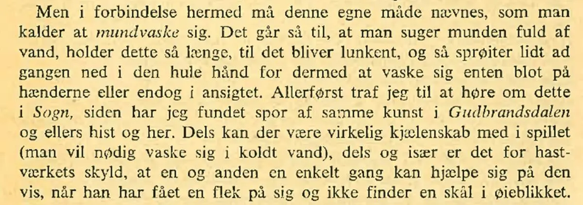 Fotokopi av gammel tekstbok om munnvask.