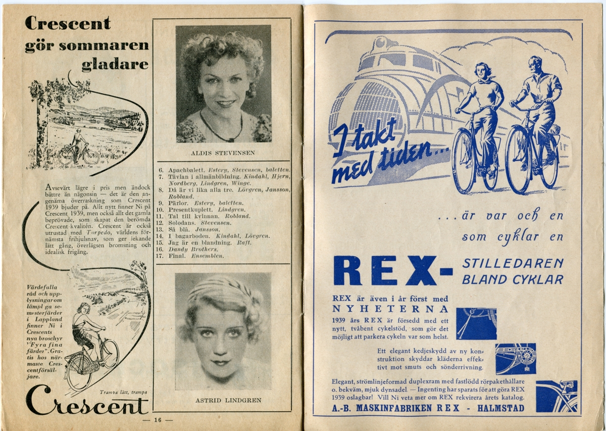 Folkparkernas revyprogram från 1939. Innehåller information om olika föreställningar och reklam.