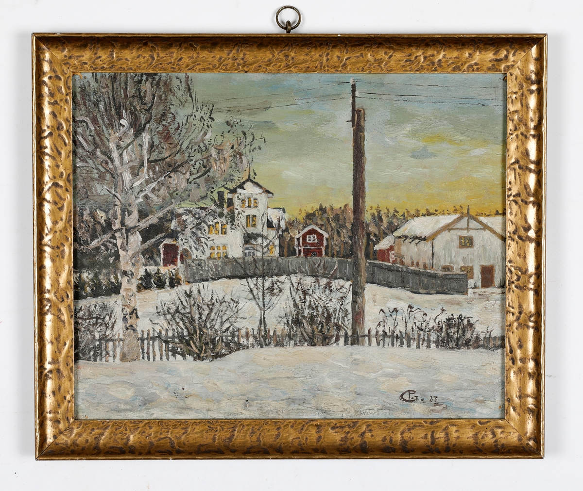 Vinterbilde av gården Framnes, Elverum.