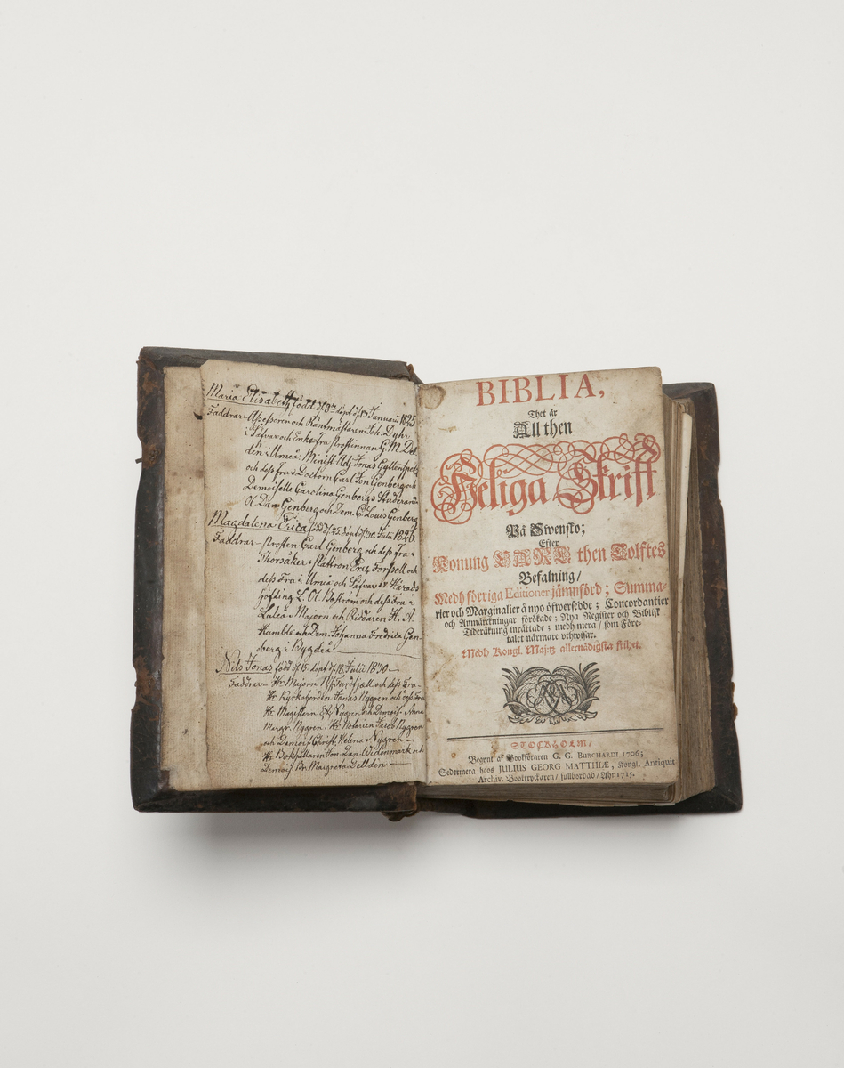 Bibel, Stockholm 1706.