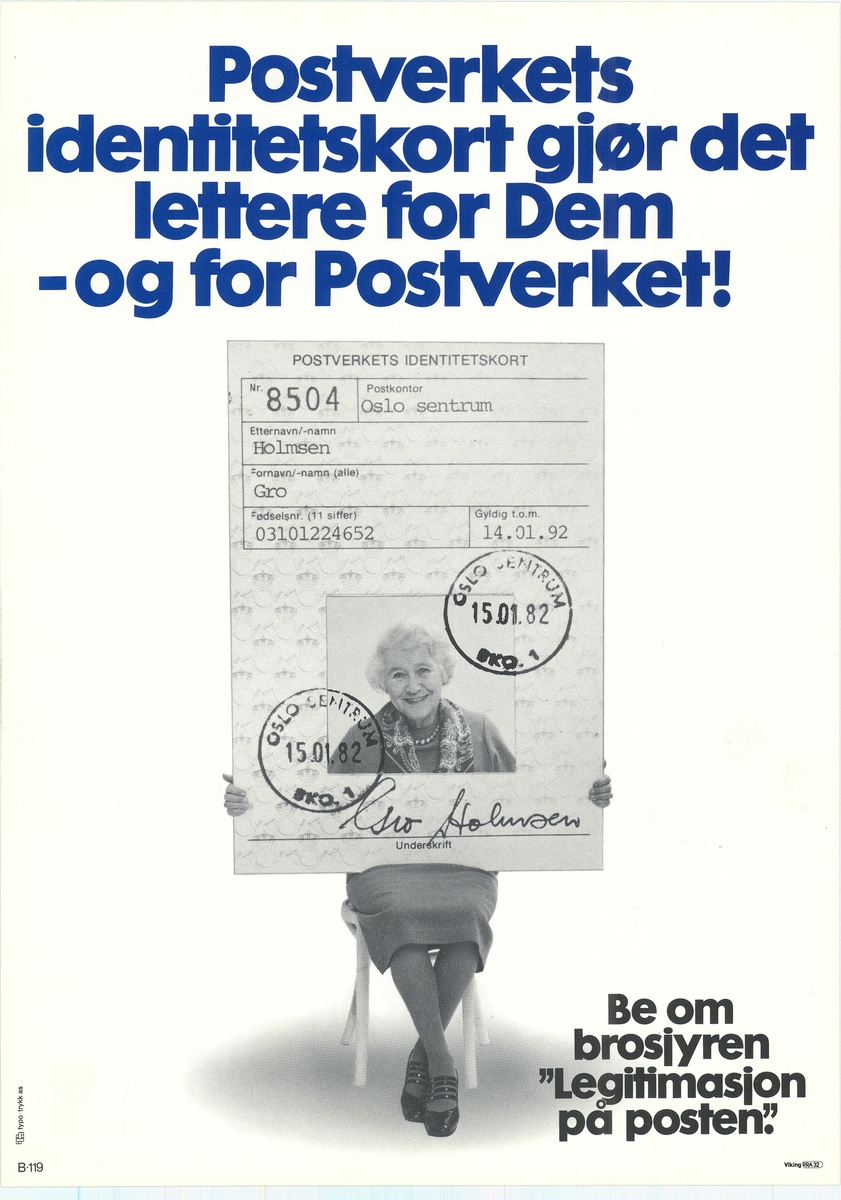 Tosidig plakat med hvit bunnfarge. Likt motiv og innhold på begge sider, tekst i bokmål på ene siden og nynorsk på andre.

