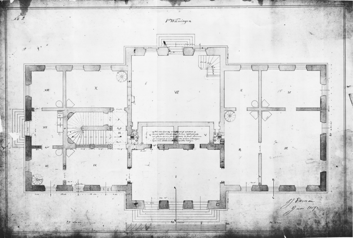 Ritningar Västerås rådhus upprättade år 1855-1856, våning 1. Se ...