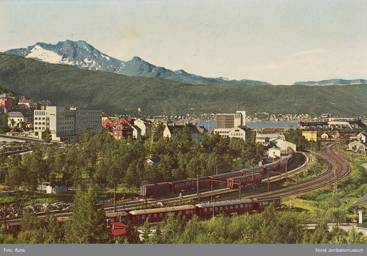 Parti fra Narvik, med jernbanens driftsbanegård i forgrunnen