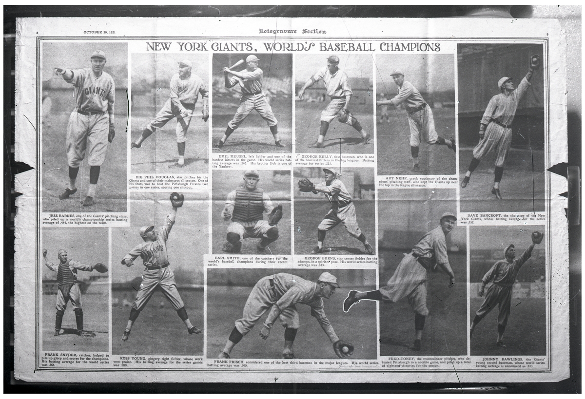 Plansch med baseballbilder, New York Giants.