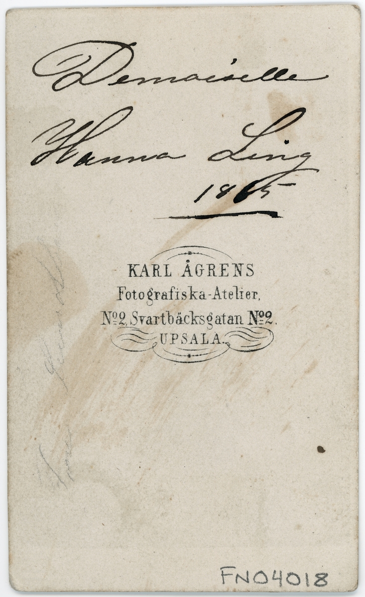 Kabinettsfotografi - Hanna Ling, Uppsala 1865