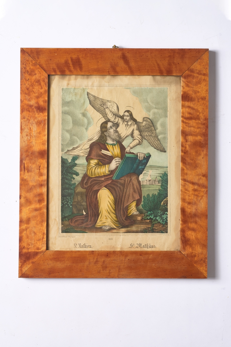 Reproduksjon av maleriet "Mateus skriver evangeliet, engelen dikterer."