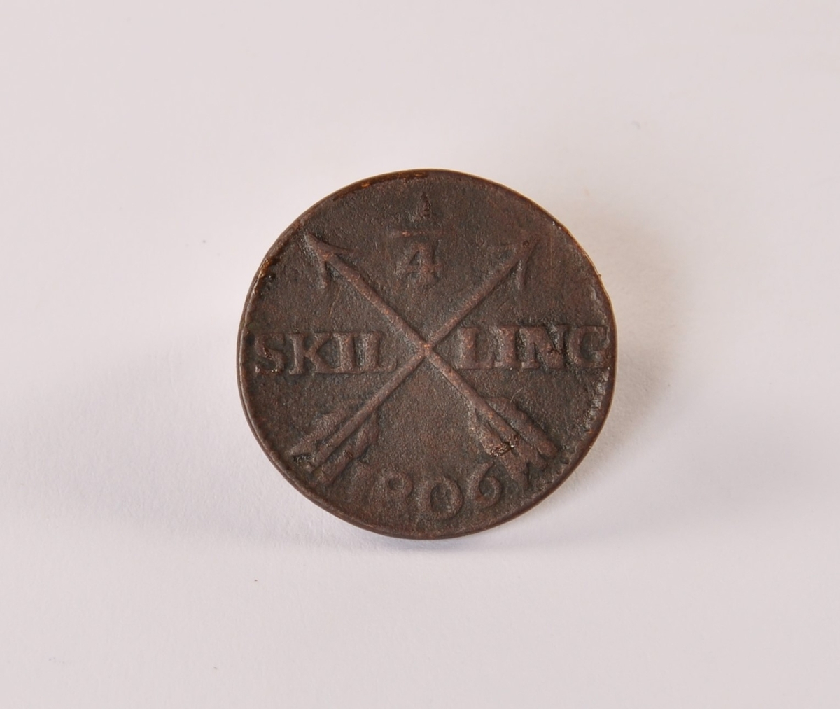 Svensk mynt av kobber, 1/4 skilling 1806, Gustav IV Adolf.