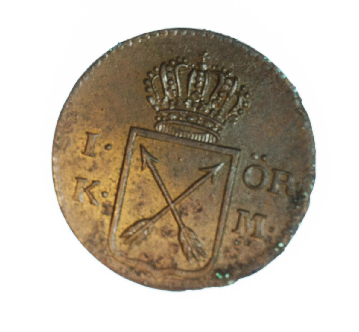 Mynt, 1 öre k.m. från Fredrik I tid, 1750