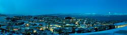 Sammensatt bilde (panorama) av Narvik sentrum fotografert fr