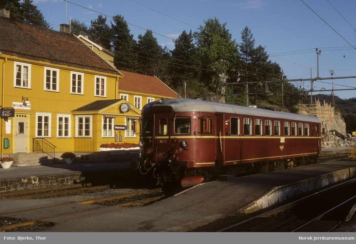 Motorvogn litra BM 86F 25 i tog 2559 til Kragerø på Neslandsvatn stasjon