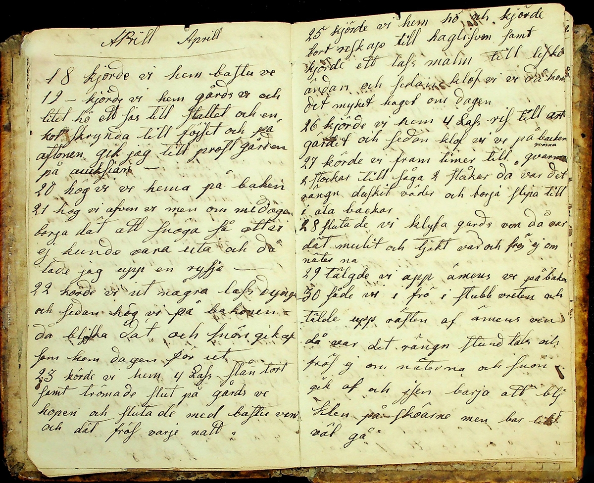 Bondedagbok från Mattsesgården, Norra Strandmora, skriven under åren 1843-1891. 
Innehåller bl.a. räkenskaper och anteckningar om jordbruksarbete och resor.