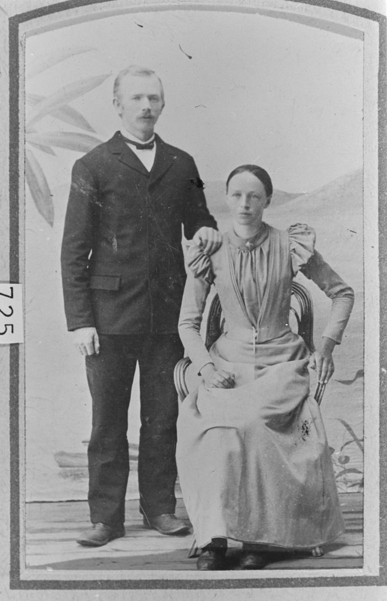 Albert Mørch med sin første kone Anne (f. Hoffart; 1874 -1899). Atelierfotografi, 1898.
