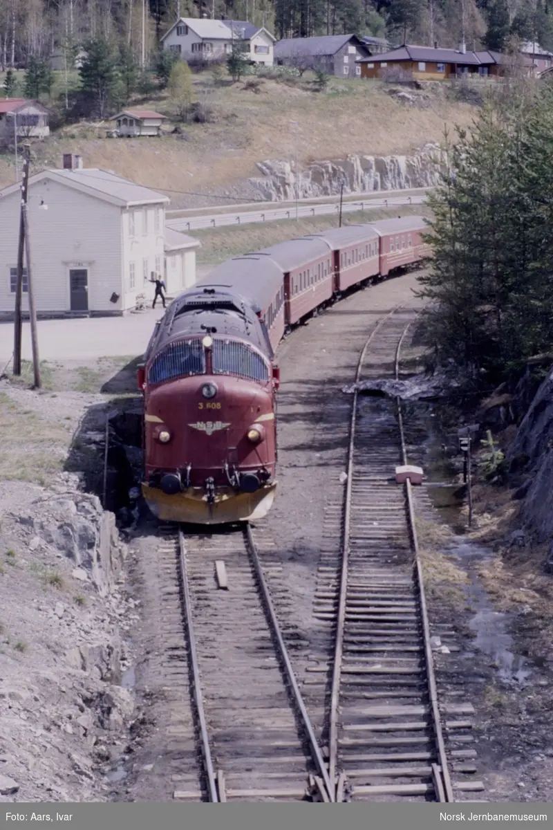 Diesellokomotiv Di 3 608 Med Persontog Fra Oslo Til Fagernes På Leira Stasjon Norsk 