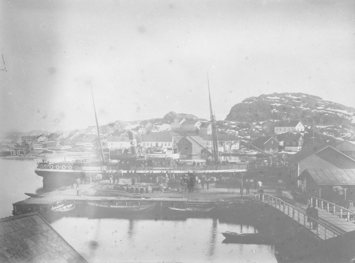 Dampbåten "Harald Haarfagre" ved den gamle Dampskipsbrygga - foto av foto. Antatt 1872